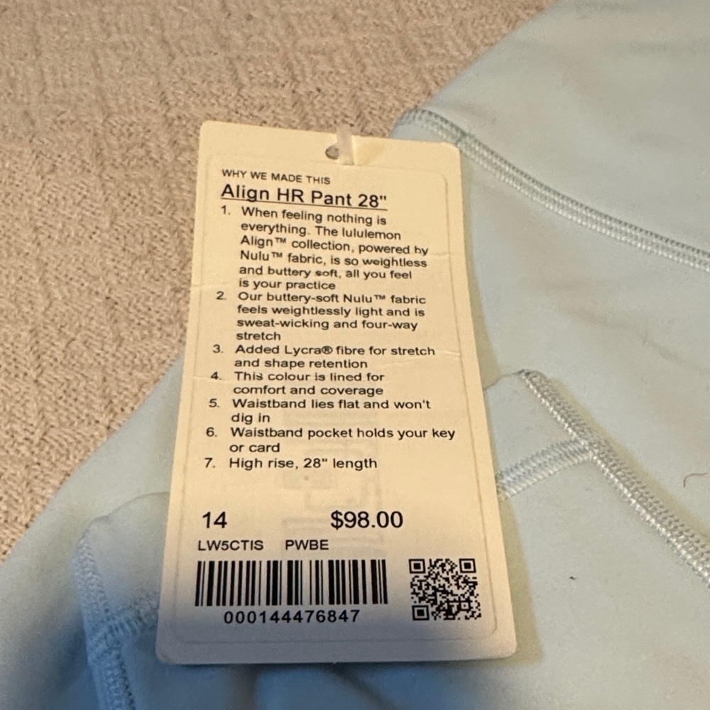 Lululemon Athletica Aligh HR pant 28” Light Blue Leggings - Picture 3 of 3